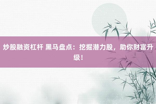炒股融资杠杆 黑马盘点：挖掘潜力股，助你财富升级！