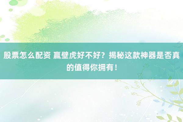 股票怎么配资 赢壁虎好不好？揭秘这款神器是否真的值得你拥有！