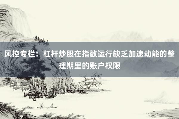 风控专栏：杠杆炒股在指数运行缺乏加速动能的整理期里的账户权限