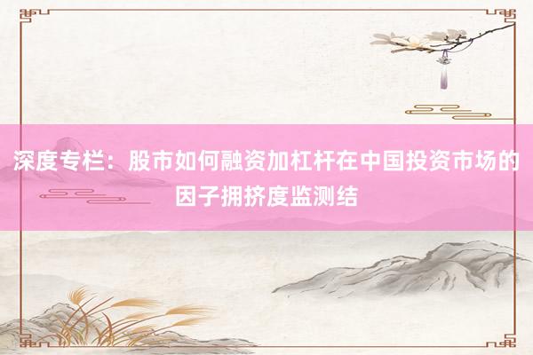 深度专栏：股市如何融资加杠杆在中国投资市场的因子拥挤度监测结