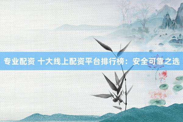 专业配资 十大线上配资平台排行榜：安全可靠之选
